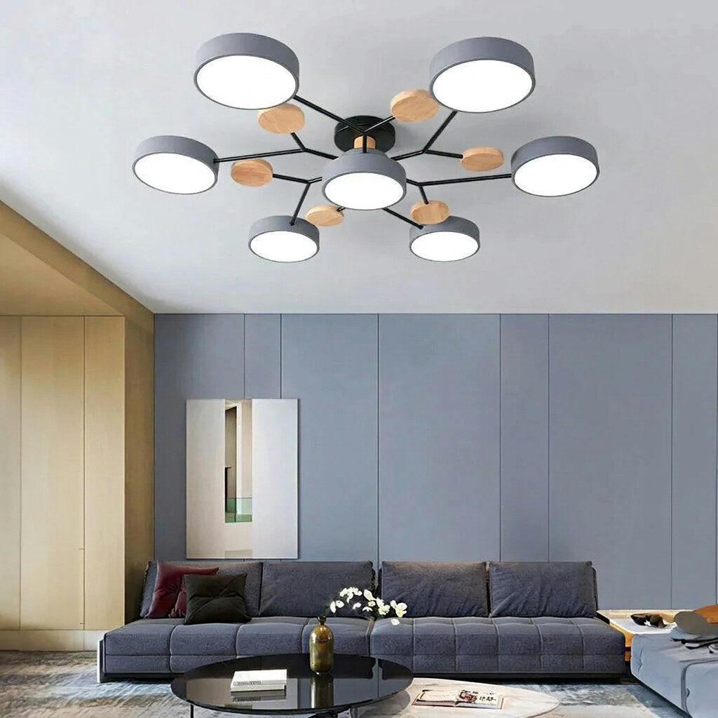 LED Ceiling Light – halo design, colour-adjustable, four to seven heads