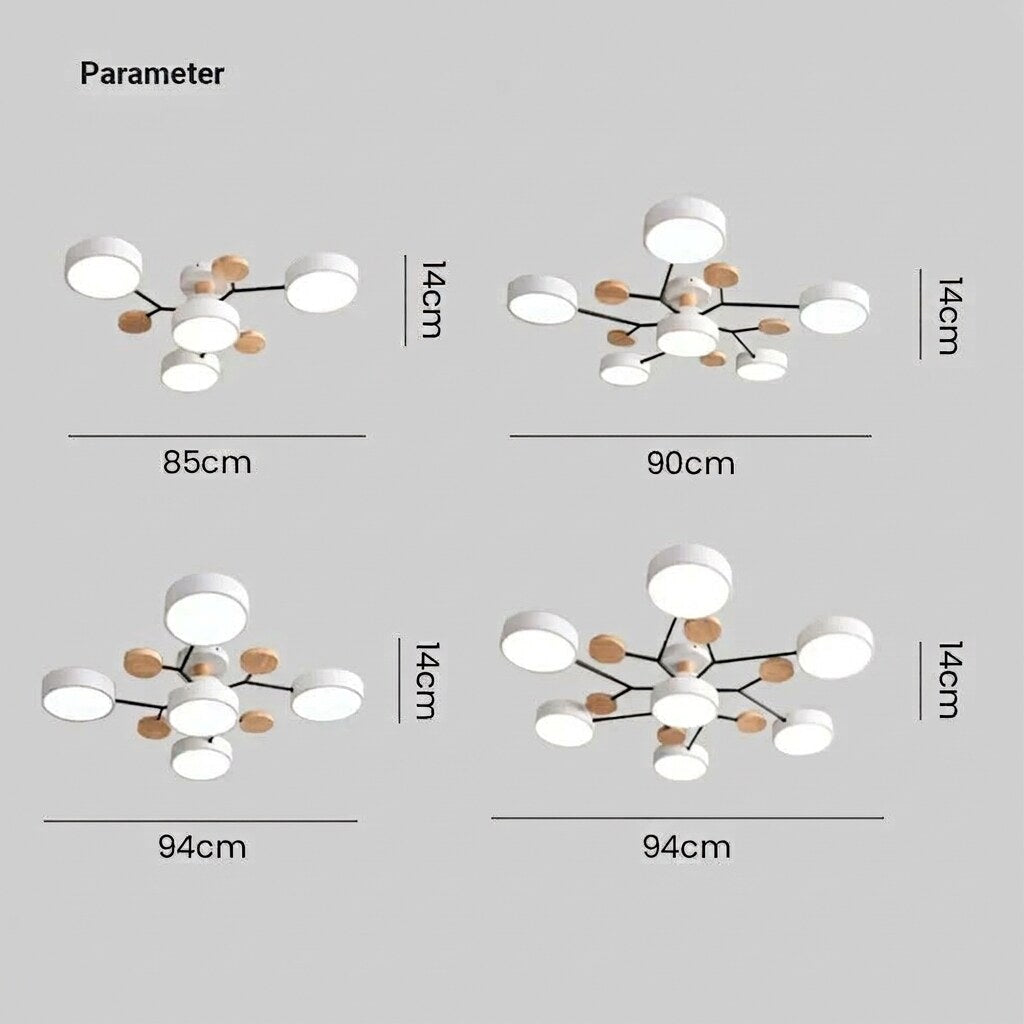 LED Ceiling Light – halo design, colour-adjustable, four to seven heads