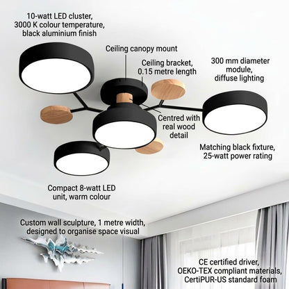 LED Ceiling Light – halo design, colour-adjustable, four to seven heads