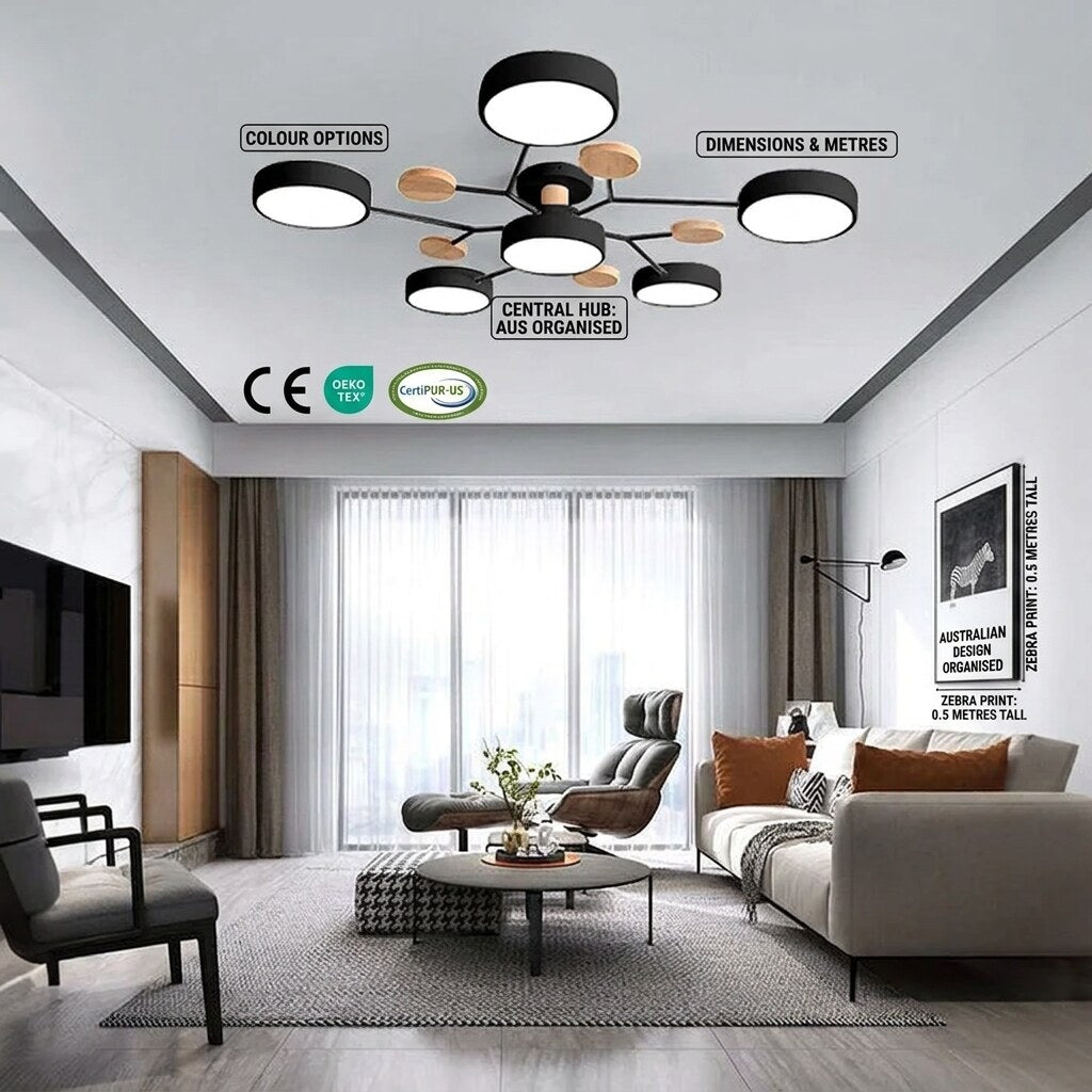 LED Ceiling Light – halo design, colour-adjustable, four to seven heads