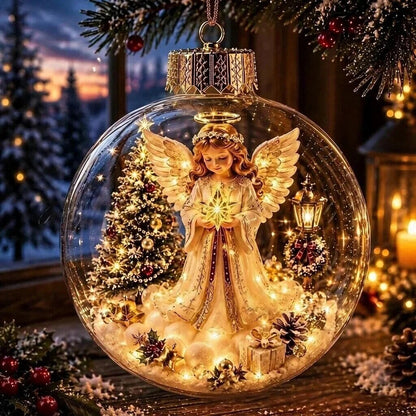 LED Christmas Bauble – miniature scene, warm white light