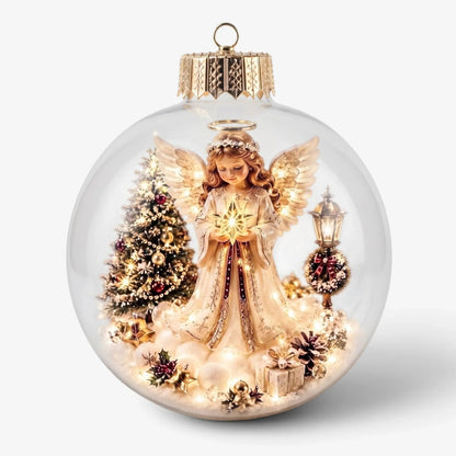 LED Christmas Bauble – miniature scene, warm white light