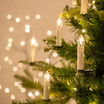 LED Clip-on Christmas Lights – warm white, 50 candles, flameless