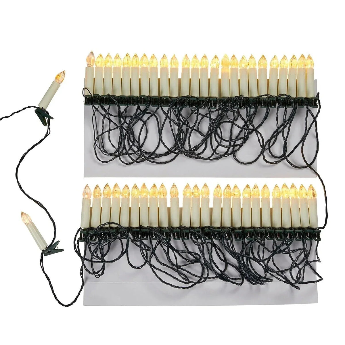 LED Clip-on Christmas Lights – warm white, 50 candles, flameless