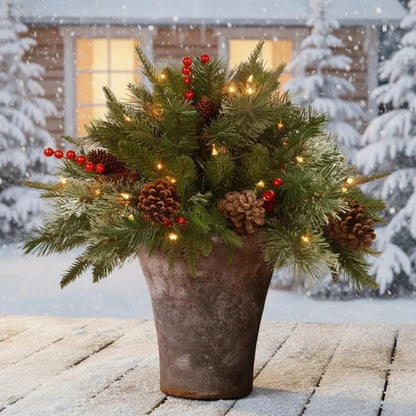 LED Evergreen Urn Filler – battery powered, festive