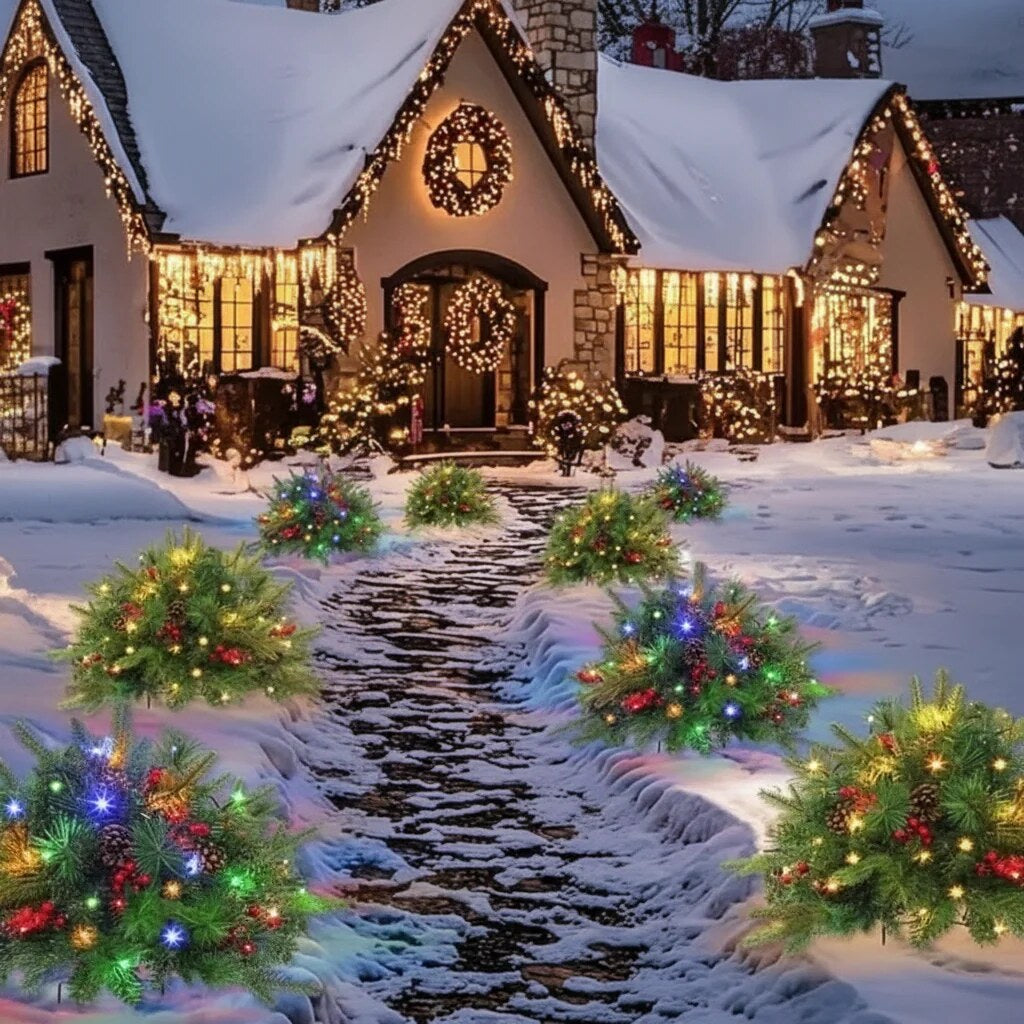 LED Evergreen Urn Filler – battery powered, festive