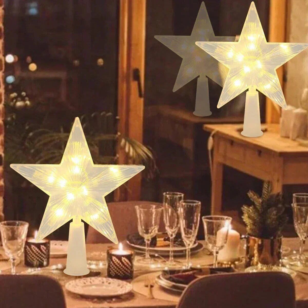 LED Tree Topper – Battery-powered, Warm White or Multicolour