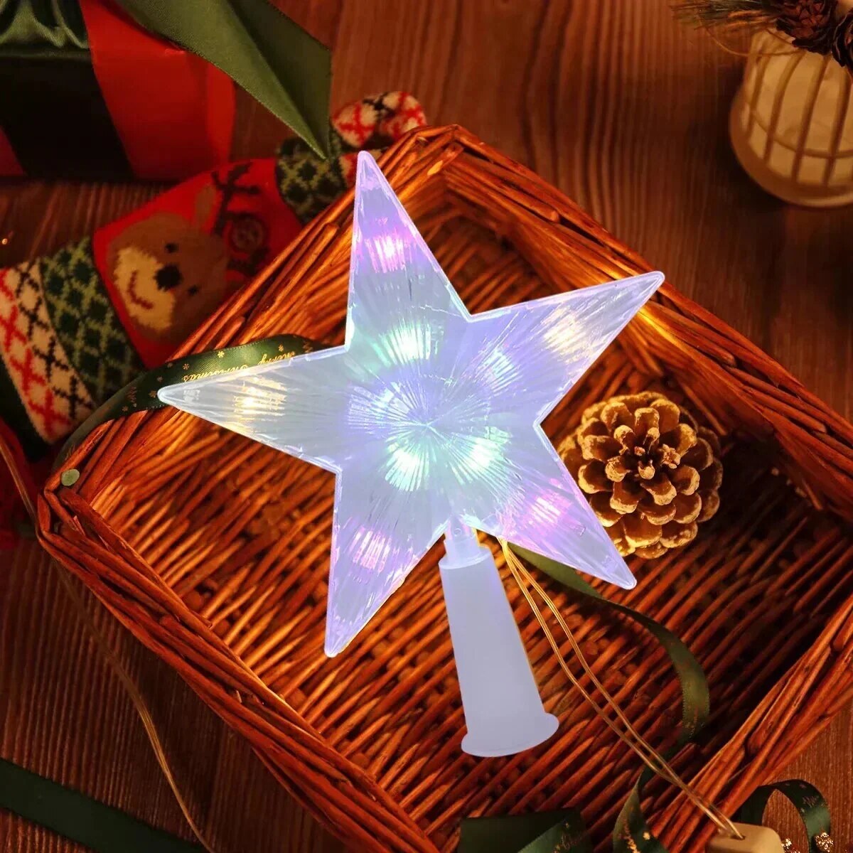 LED Tree Topper – Battery-powered, Warm White or Multicolour