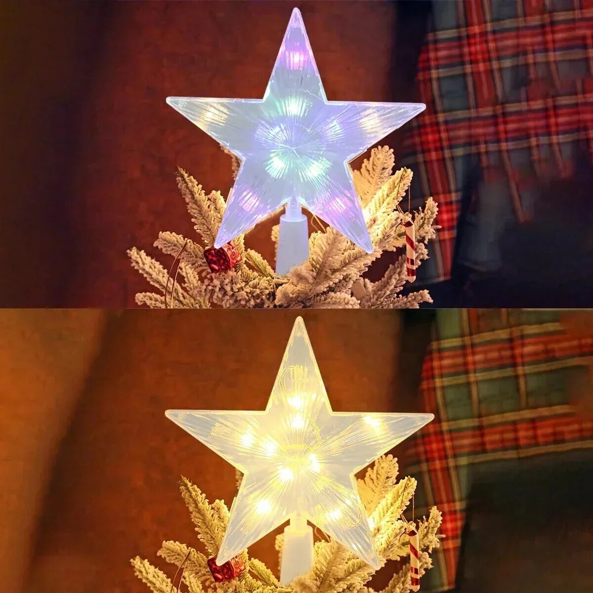 LED Tree Topper – Battery-powered, Warm White or Multicolour