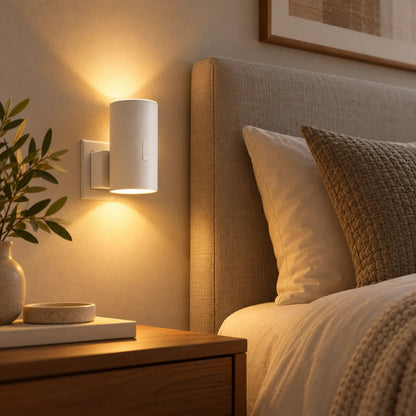 LED Wall Light – dimmable, plug-in, dusk-to-dawn sensor
