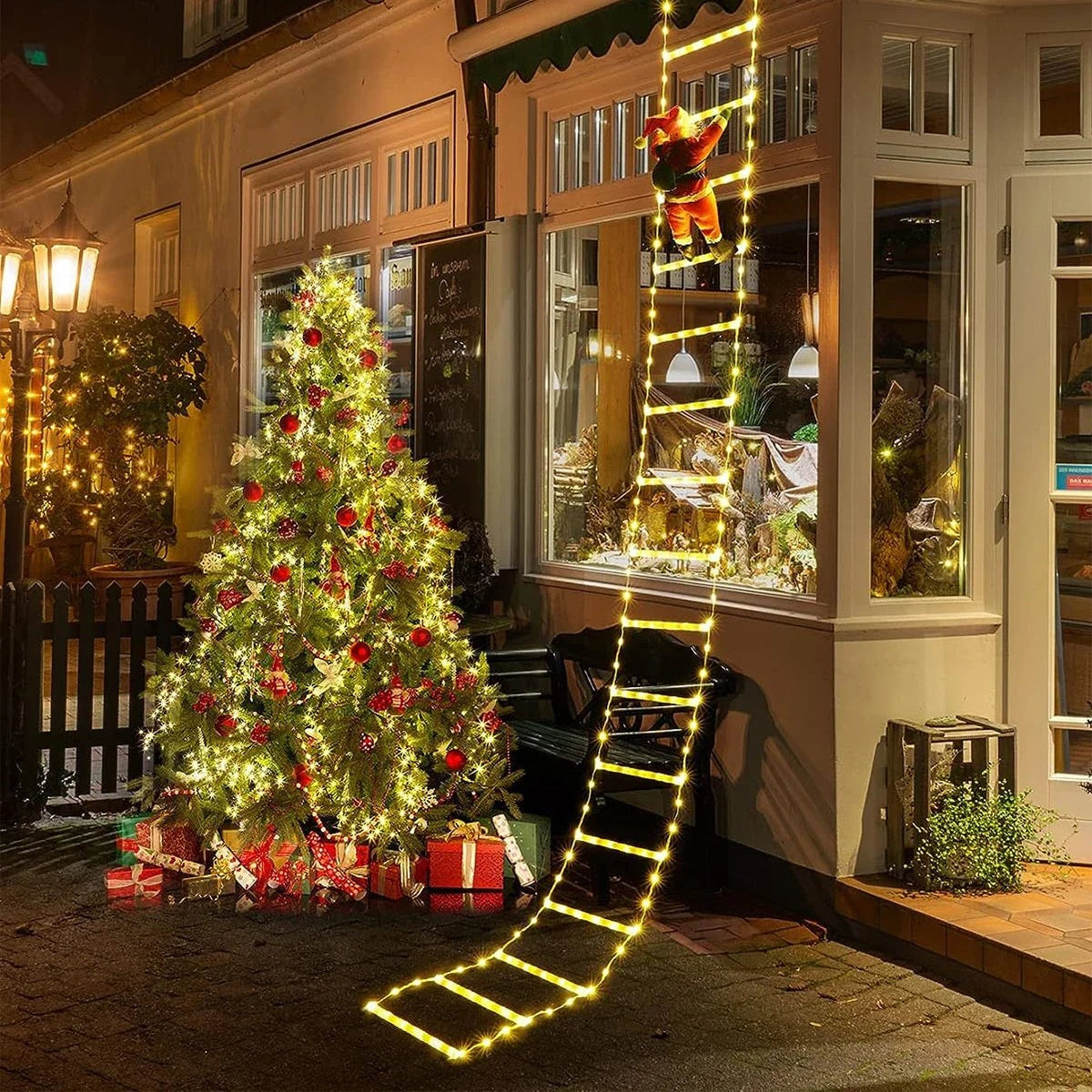 Light-Up Santa Ladder