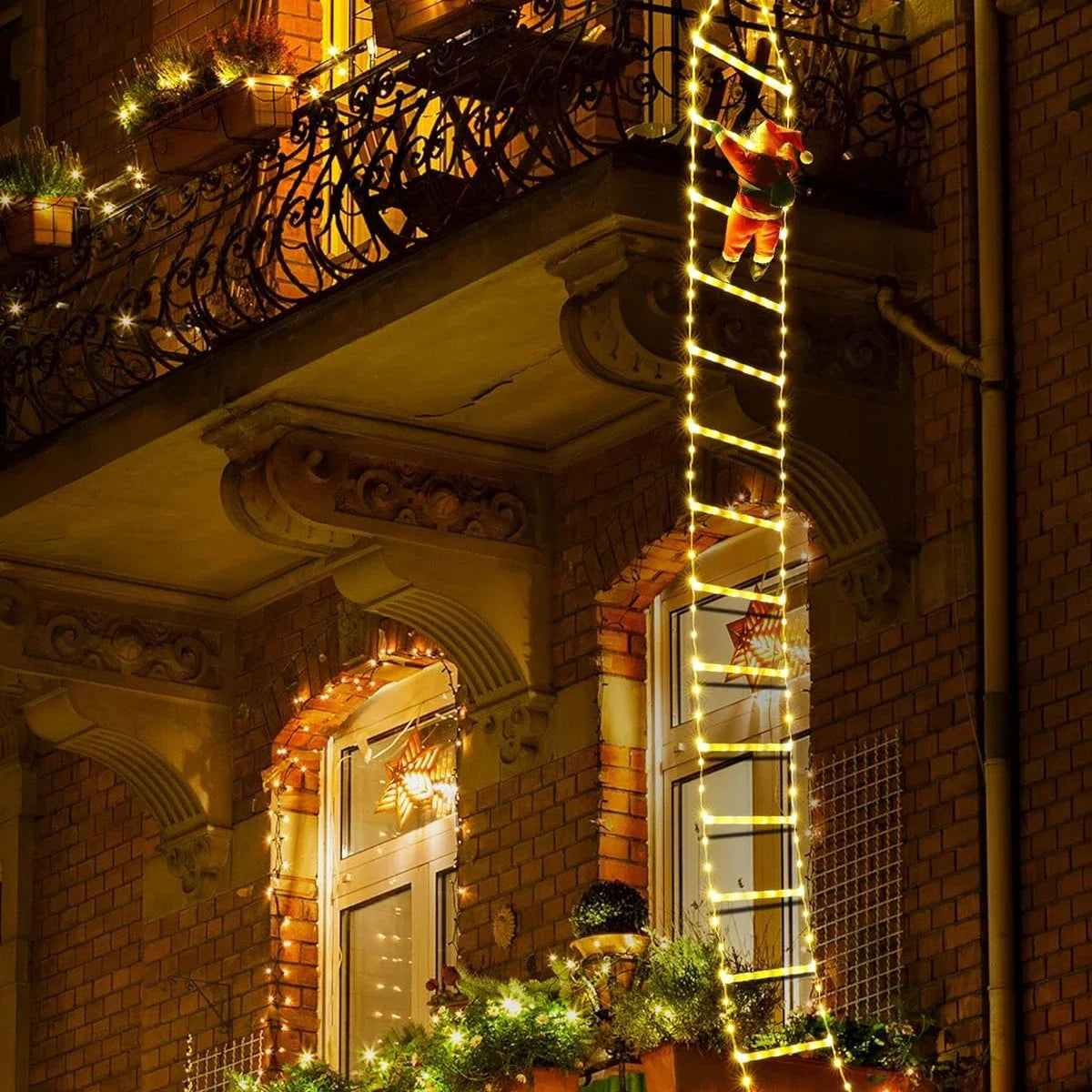 Light-Up Santa Ladder
