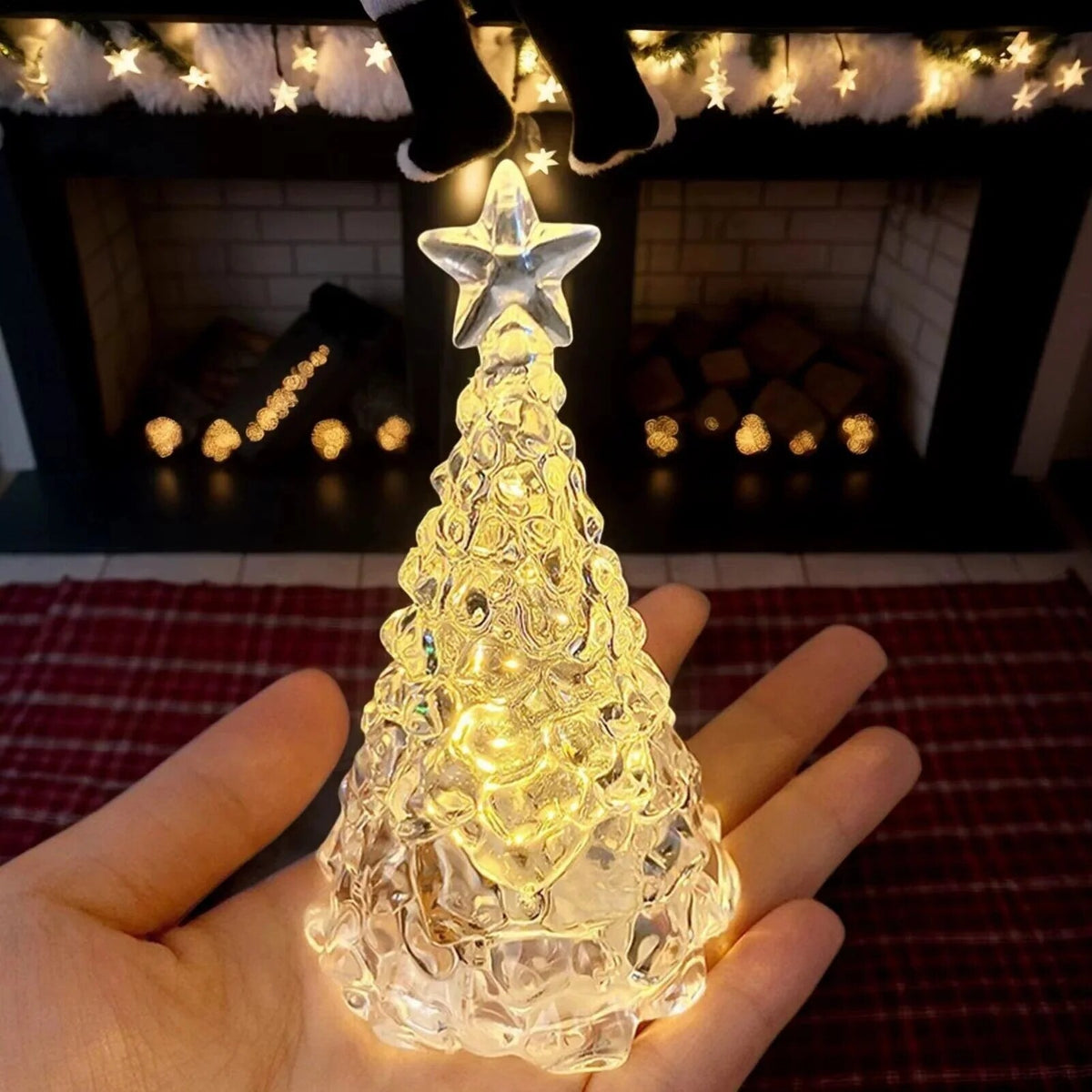 Miniature Lit Christmas Tree – white, compact, cordless