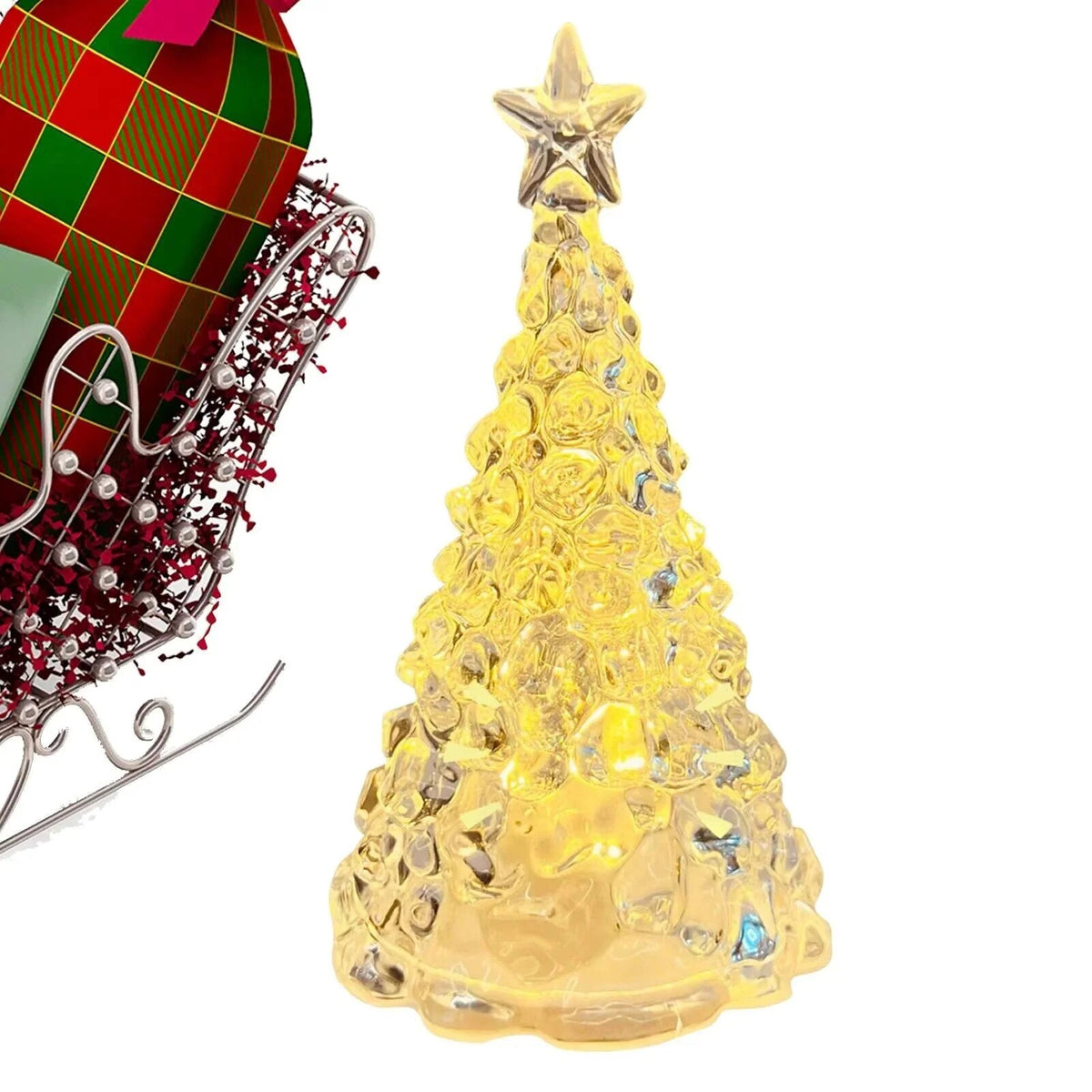 Miniature Lit Christmas Tree – white, compact, cordless