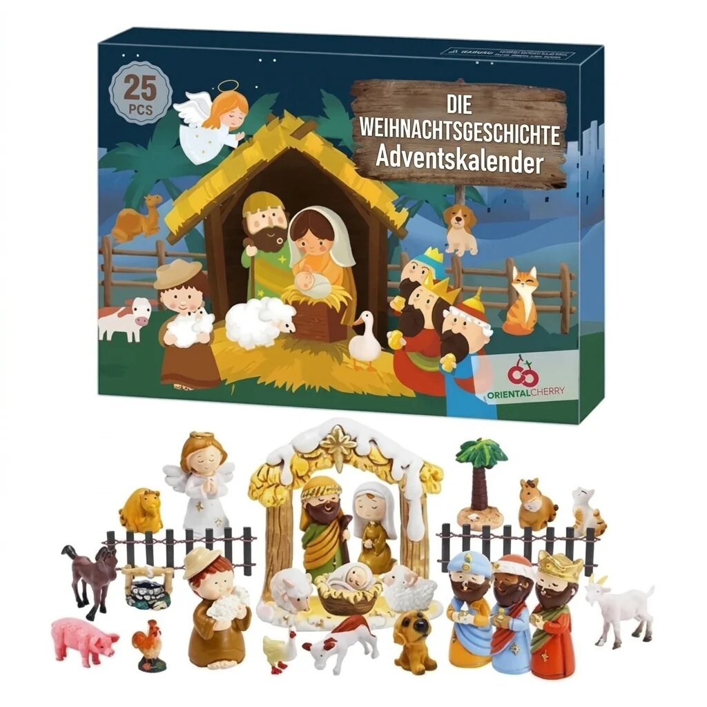 Nativity Advent Calendar – resin figures, 24-piece set
