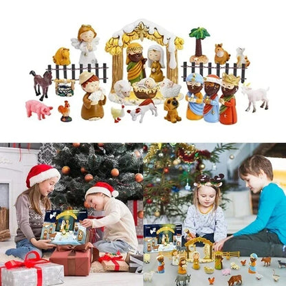 Nativity Advent Calendar – resin figures, 24-piece set