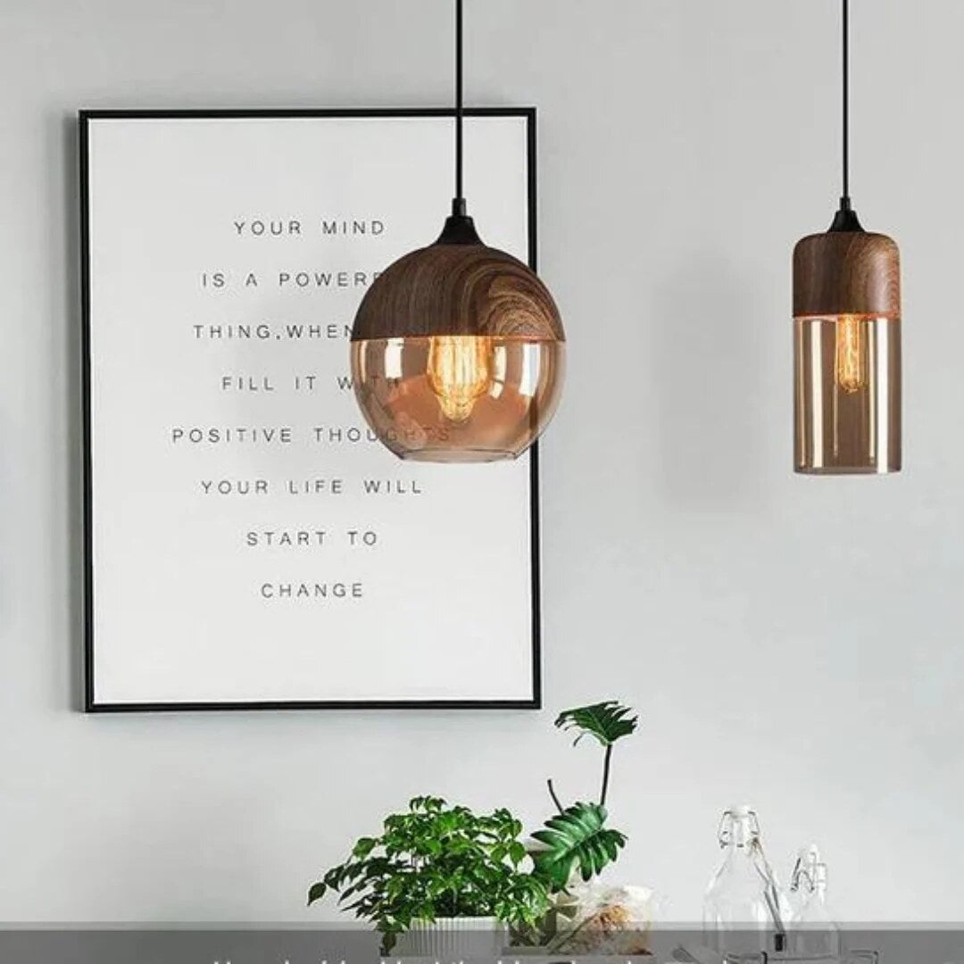 Nordic Wooden Pendant Light – adjustable cord, four styles
