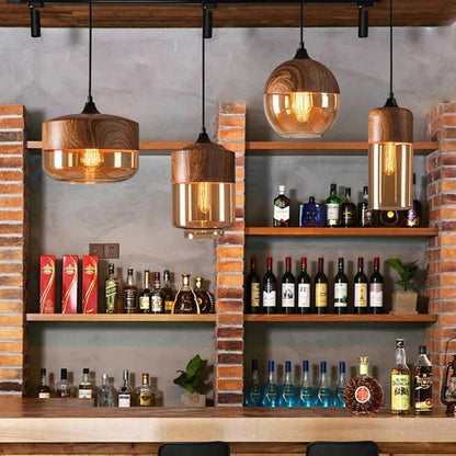 Nordic Wooden Pendant Light – adjustable cord, four styles