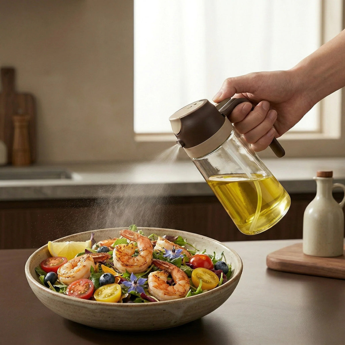 Oil Spray Bottle – two-function refillable dispenser for cooking