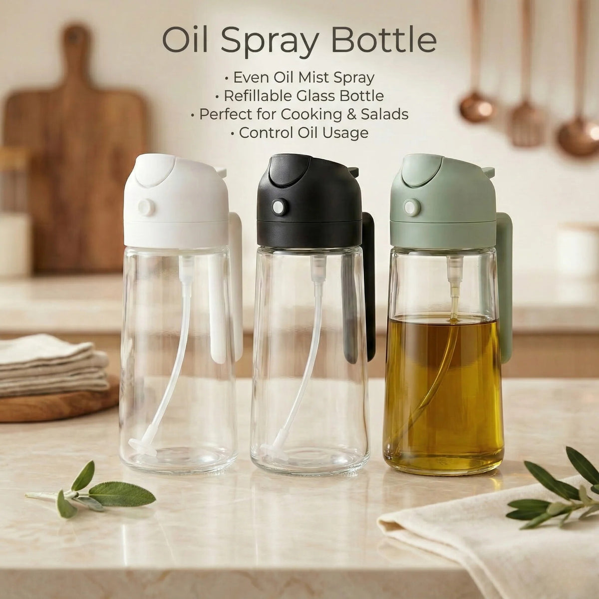 Oil Spray Bottle – two-function refillable dispenser for cooking