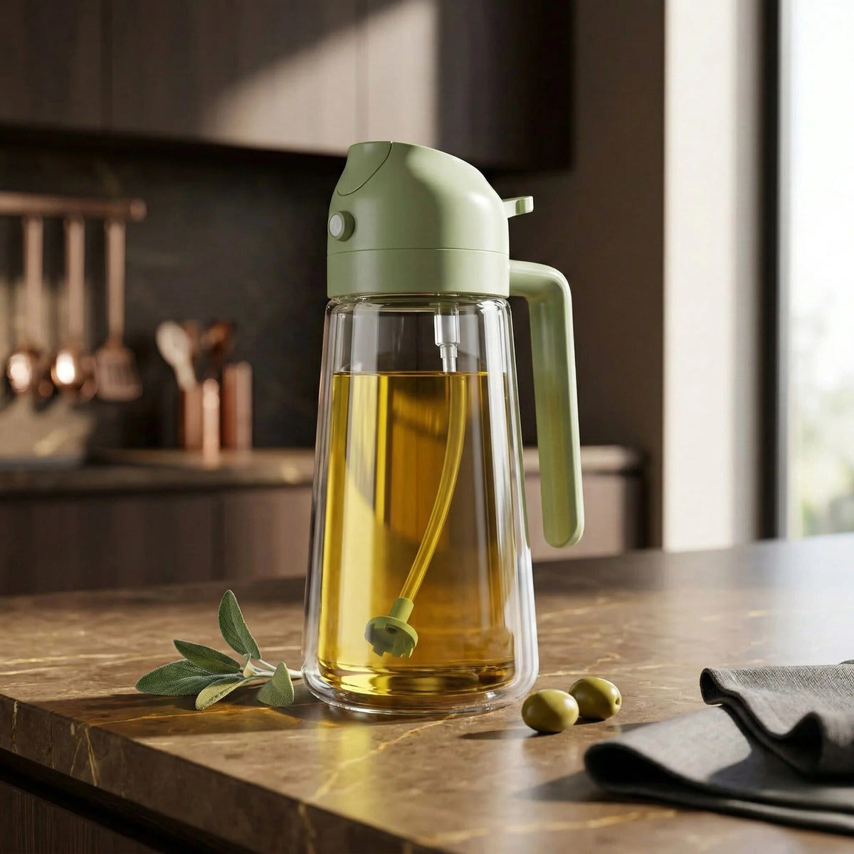Oil Spray Bottle – two-function refillable dispenser for cooking