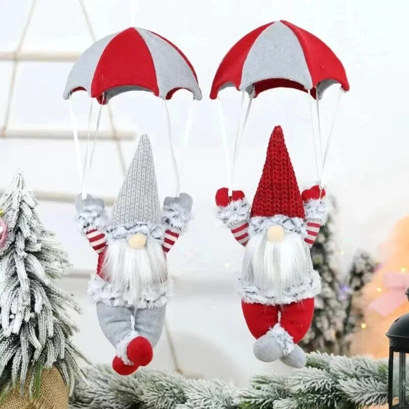 Parachute Father Christmas Ornament – plush, two colours