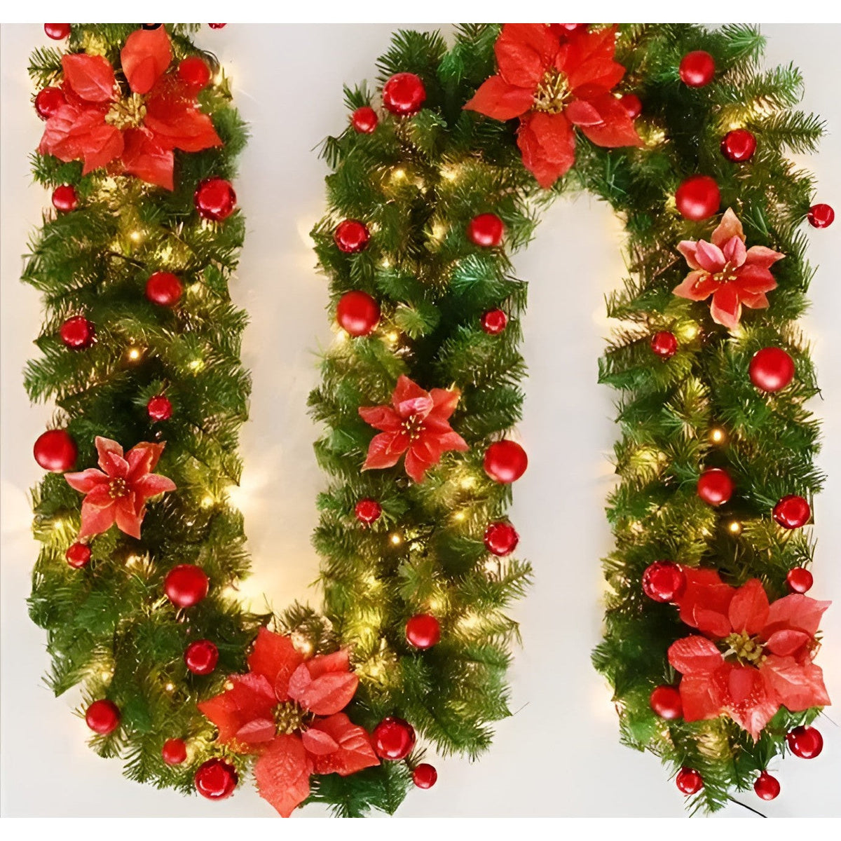 Poinsettia Fir Garland