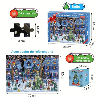 Puzzle Advent Calendar – Christmas village, 24 pieces