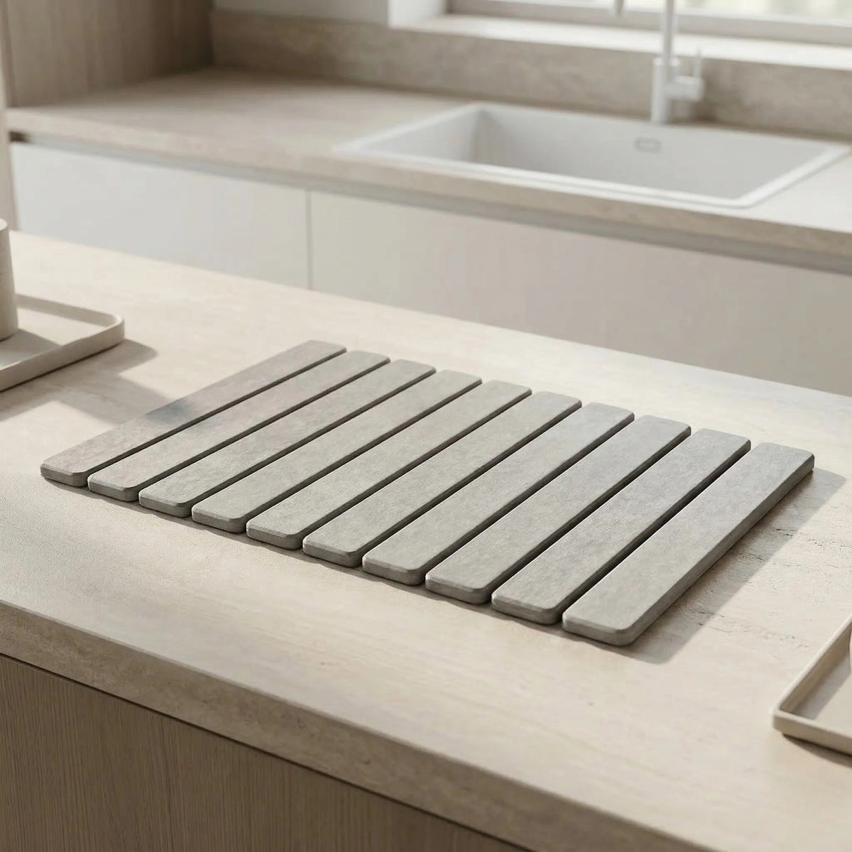 Quick-Dry Kitchen Mat – absorbs moisture, heat-resistant stone