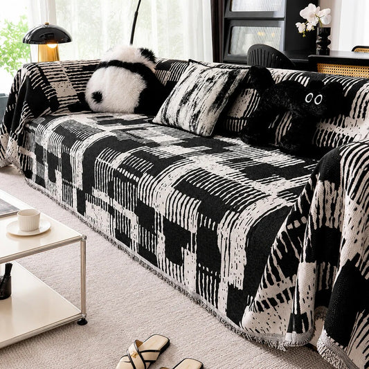 Reversible Chenille Throw – artistic brushstroke design