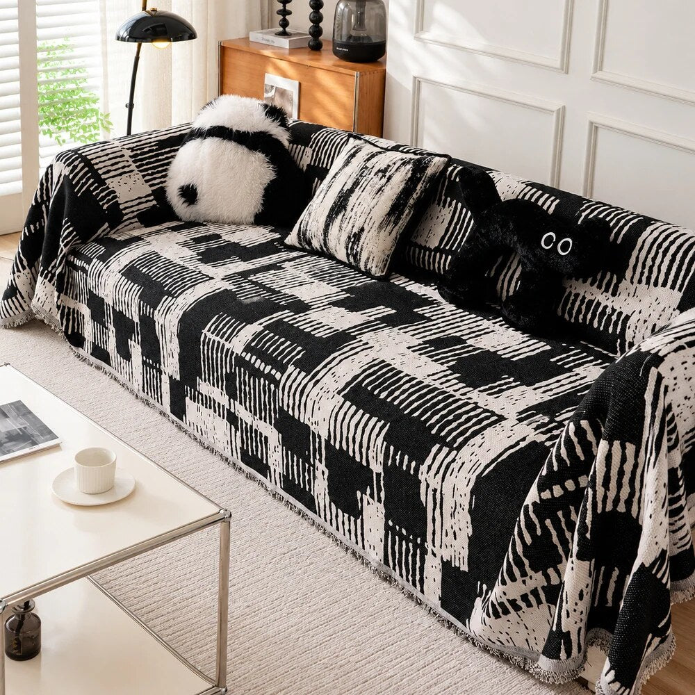 Reversible Chenille Throw – artistic brushstroke design