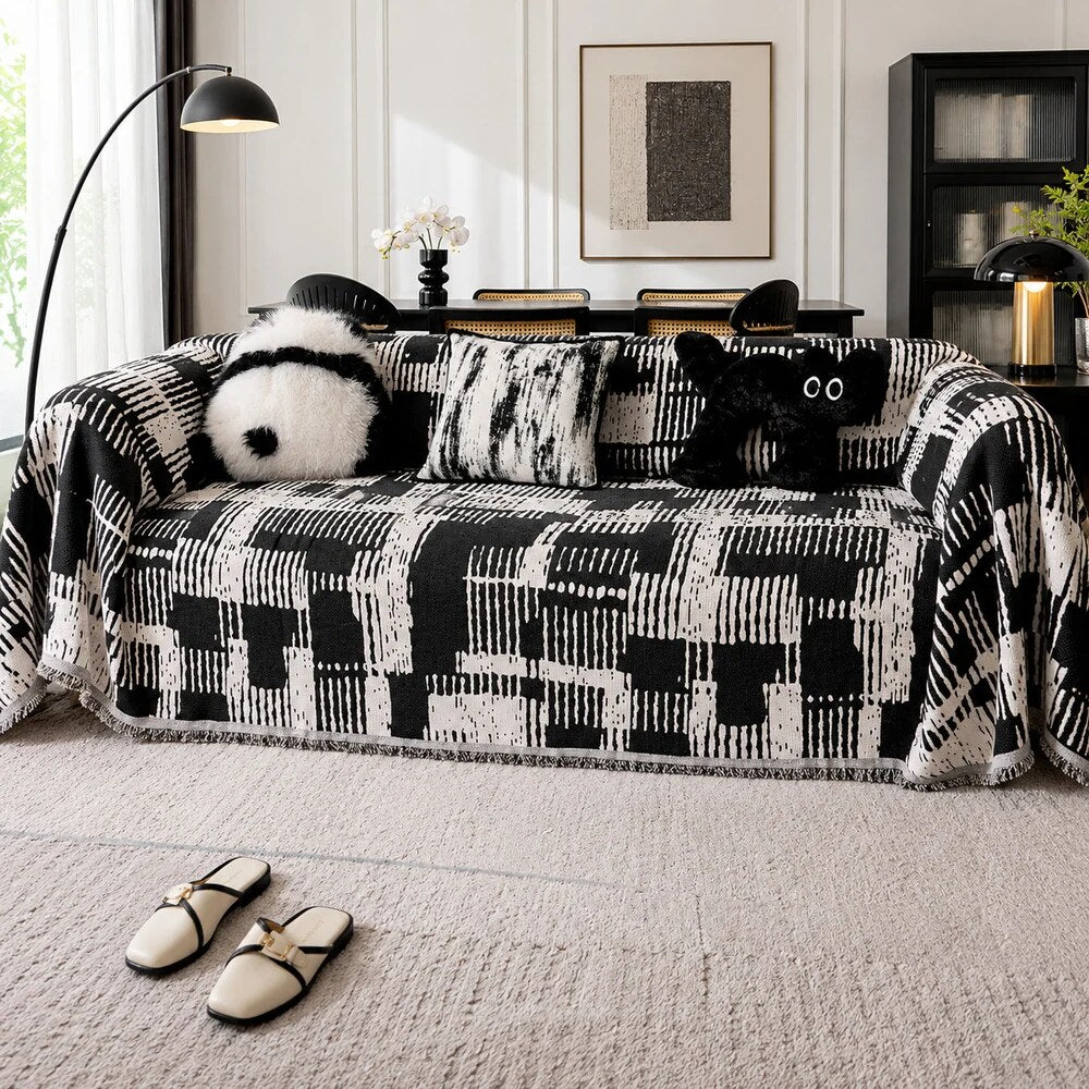 Reversible Chenille Throw – artistic brushstroke design