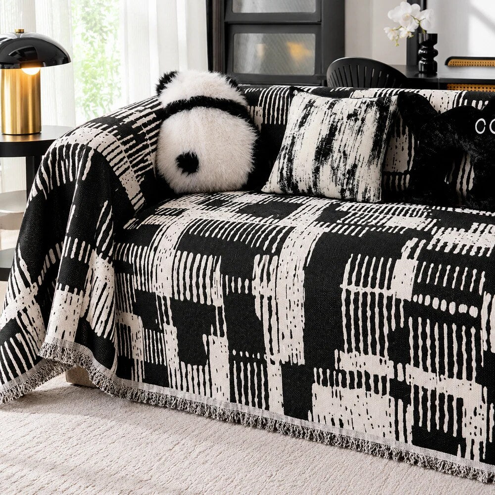 Reversible Chenille Throw – artistic brushstroke design