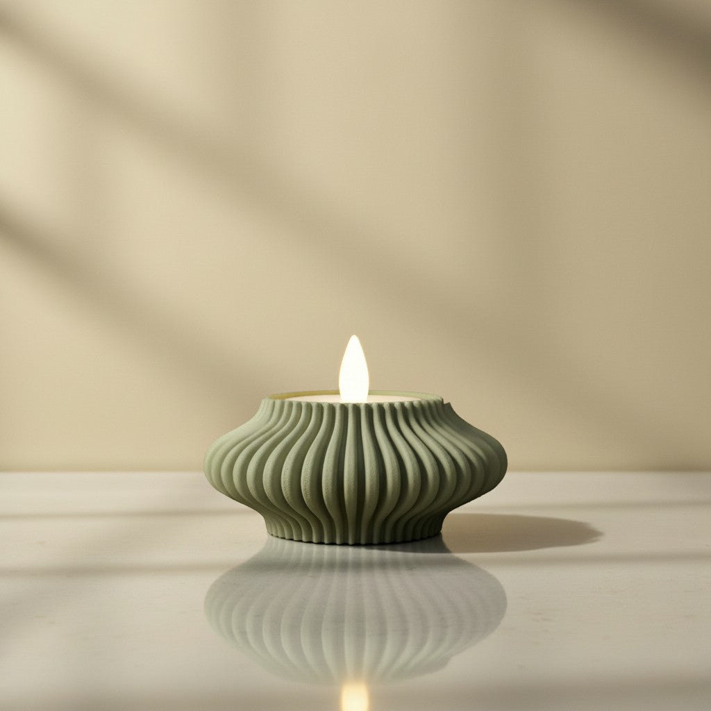 Ribbed Ceramic Tealight Holder