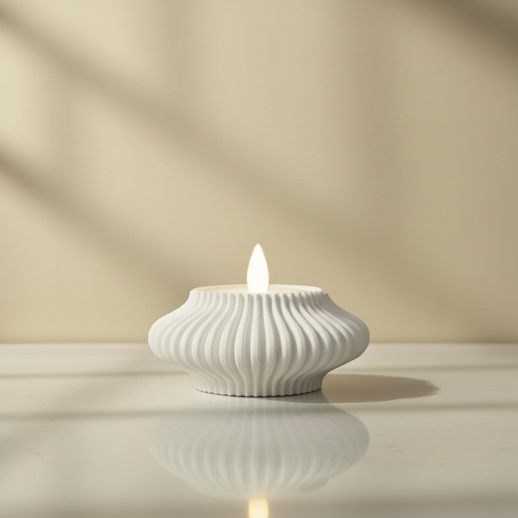 Ribbed Ceramic Tealight Holder