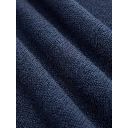 Ribbed Knit Jumper – denim collar, button front, textured fabric