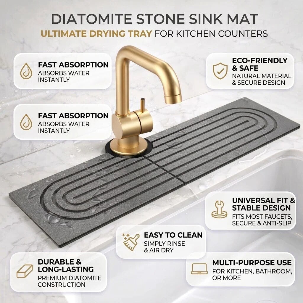 Sink Drying Mat – diatomite stone, quick water absorption