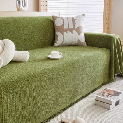 Sofa Cover – soft chenille, tassel trim, four sizes