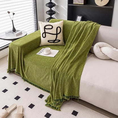 Sofa Cover – soft chenille, tassel trim, four sizes