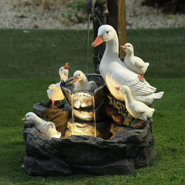 Solar Garden Birdbath – LED lighting, decorative figurines, dual options