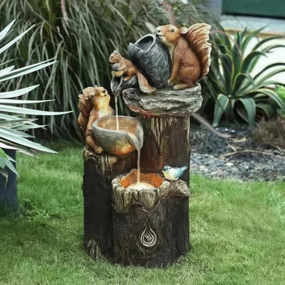 Solar Garden Birdbath – LED lighting, decorative figurines, dual options