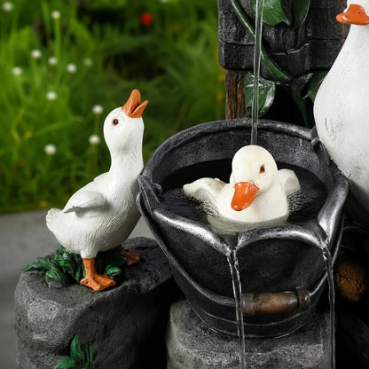 Solar Garden Birdbath – LED lighting, decorative figurines, dual options