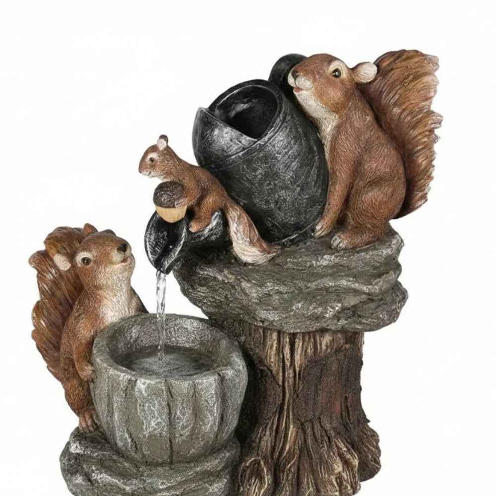Solar Garden Birdbath – LED lighting, decorative figurines, dual options