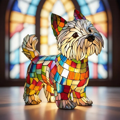 Stained Glass Dog Lamp – LED light, resin body, six variants