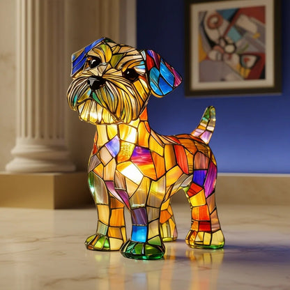 Stained Glass Dog Lamp – LED light, resin body, six variants