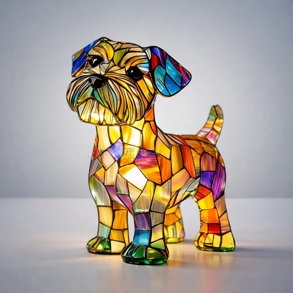 Stained Glass Dog Lamp – LED light, resin body, six variants