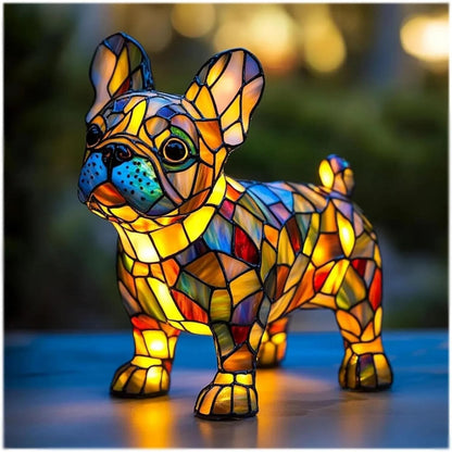 Stained Glass Dog Lamp – LED light, resin body, six variants