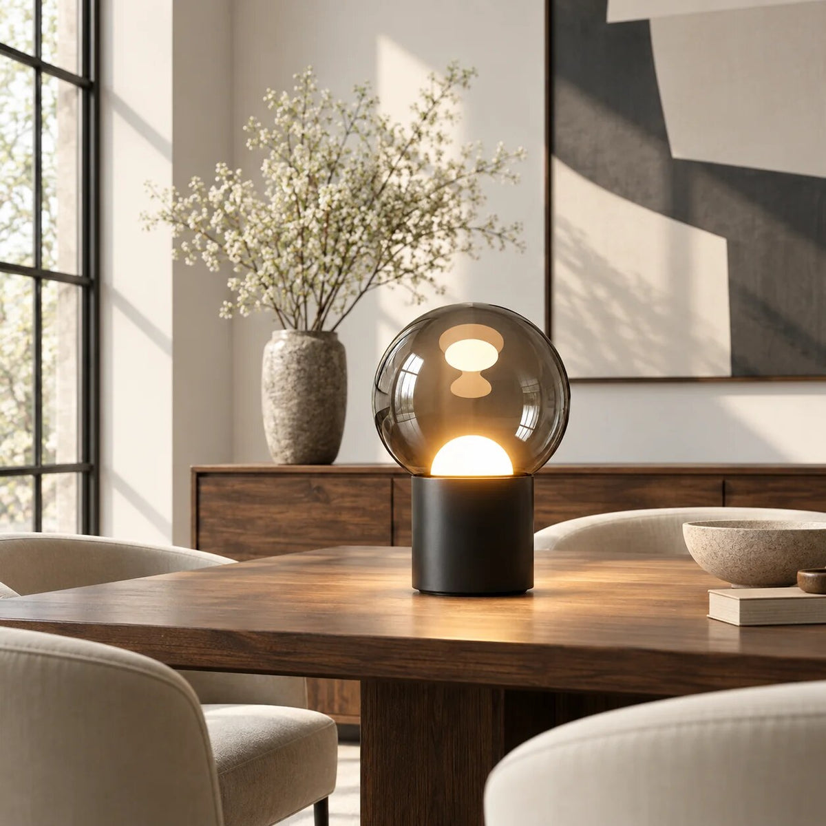 Table lamp – touch dimmer adjustable, warm LED tones, rechargeable battery