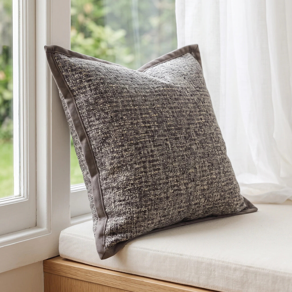 Textured throw pillow – floral, woven tweed, striped faux fur
