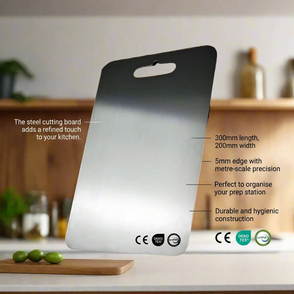 Titanium Cutting Board – medical-grade, non-porous, lightweight